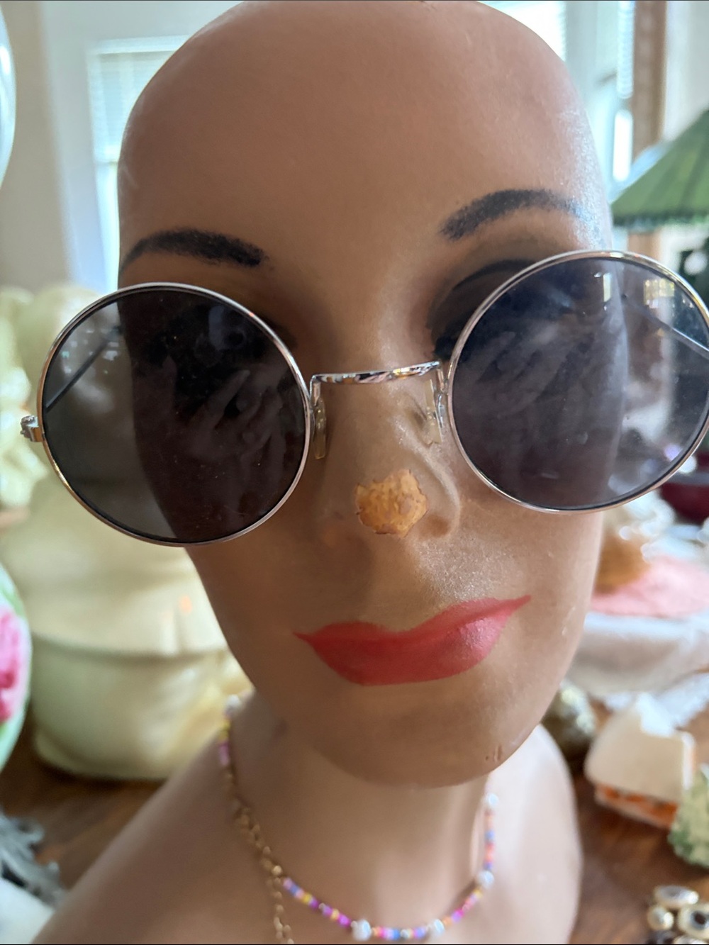 Round Metal Frame Sunglasses in Silver - Women Accessories
